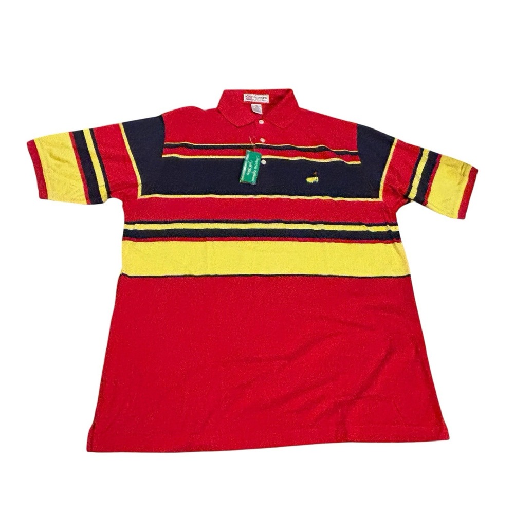 Slazenger Masters Polo Multicolor Stripe Mens Large Vintage NWT Deadstock Golf